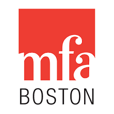 Logo for the Museum of Fine Arts, Boston, featuring a large red square with the lowercase white letters mfa inside it and the word BOSTON in black capital letters below.